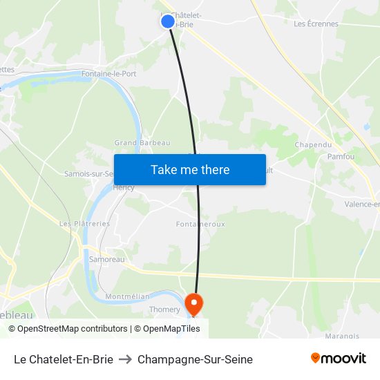 Le Chatelet-En-Brie to Champagne-Sur-Seine map