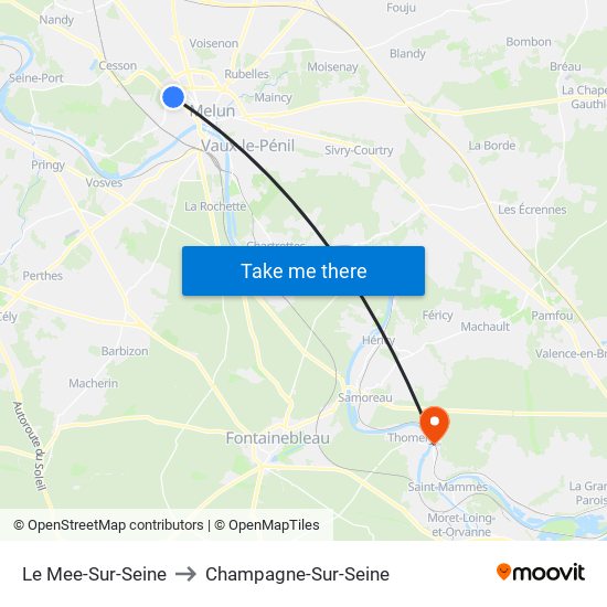 Le Mee-Sur-Seine to Champagne-Sur-Seine map