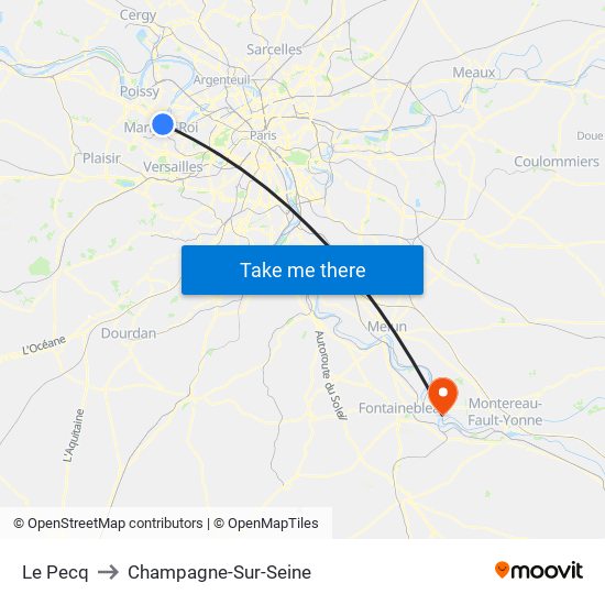 Le Pecq to Champagne-Sur-Seine map