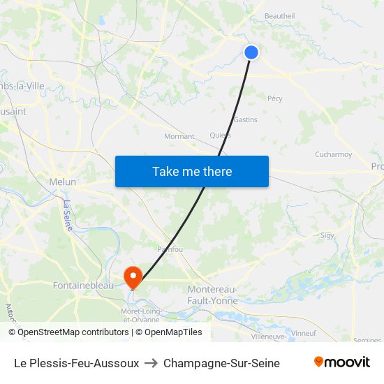 Le Plessis-Feu-Aussoux to Champagne-Sur-Seine map