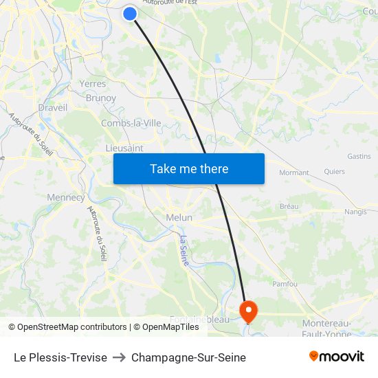 Le Plessis-Trevise to Champagne-Sur-Seine map