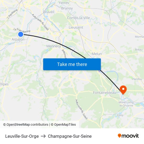 Leuville-Sur-Orge to Champagne-Sur-Seine map