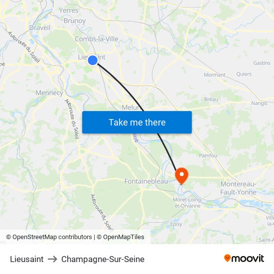 Lieusaint to Champagne-Sur-Seine map