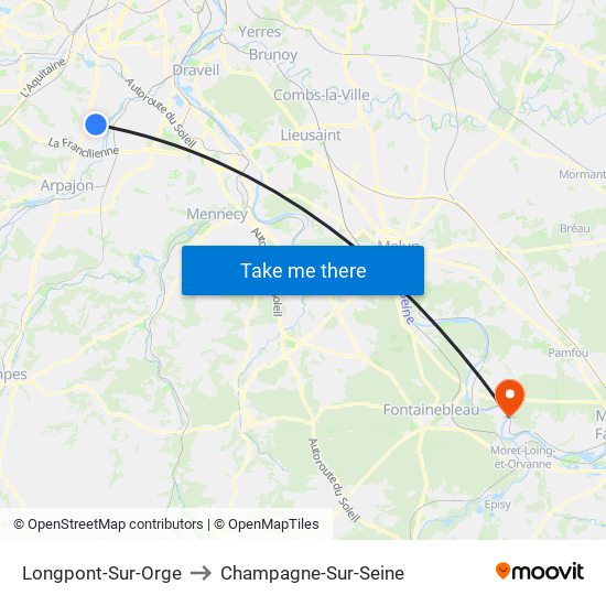 Longpont-Sur-Orge to Champagne-Sur-Seine map