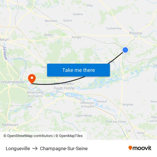 Longueville to Champagne-Sur-Seine map