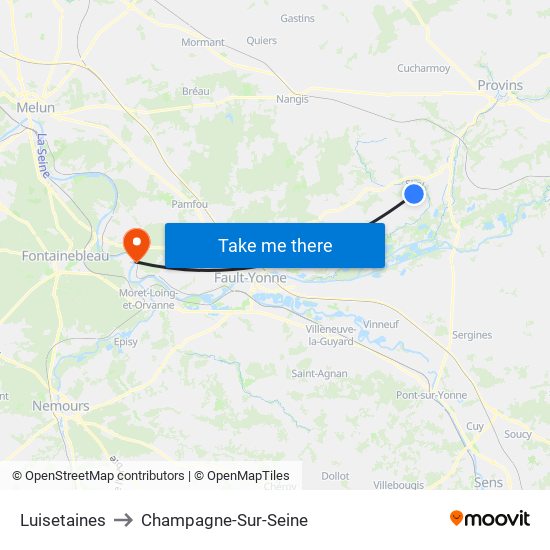 Luisetaines to Champagne-Sur-Seine map