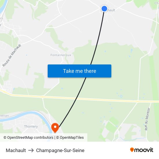 Machault to Champagne-Sur-Seine map