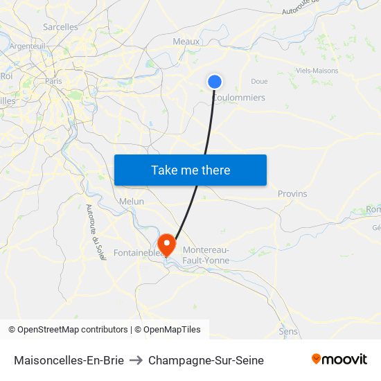 Maisoncelles-En-Brie to Champagne-Sur-Seine map