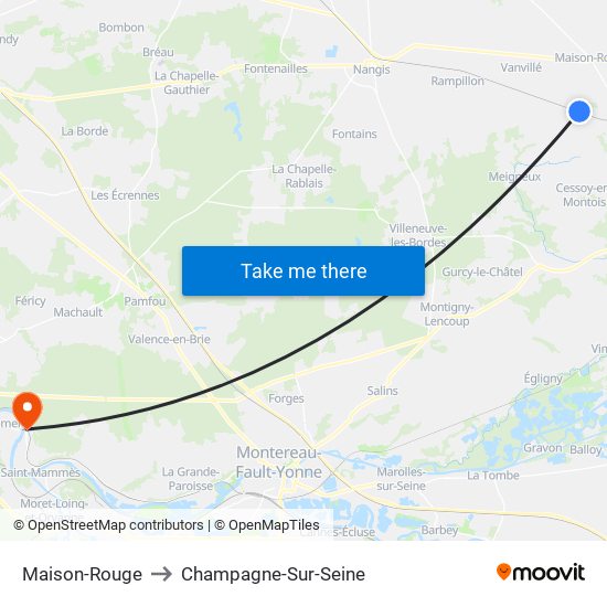 Maison-Rouge to Champagne-Sur-Seine map