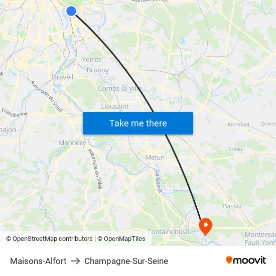 Maisons-Alfort to Champagne-Sur-Seine map