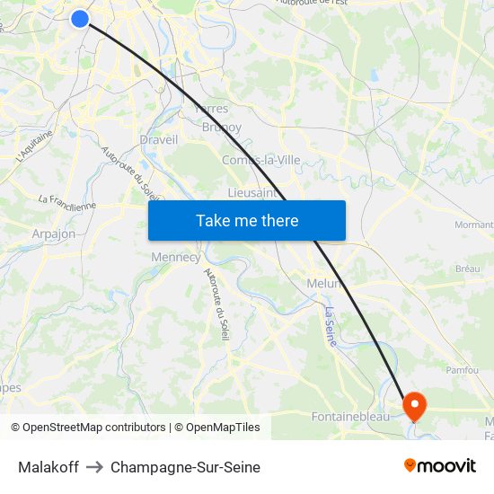 Malakoff to Champagne-Sur-Seine map