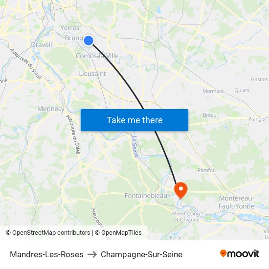 Mandres-Les-Roses to Champagne-Sur-Seine map