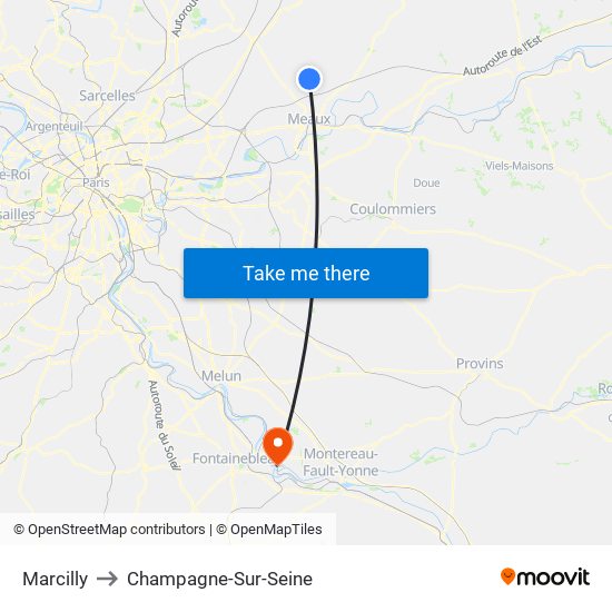 Marcilly to Champagne-Sur-Seine map