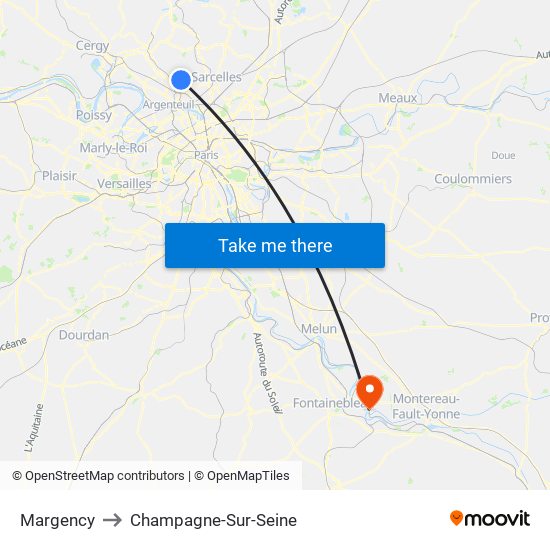 Margency to Champagne-Sur-Seine map