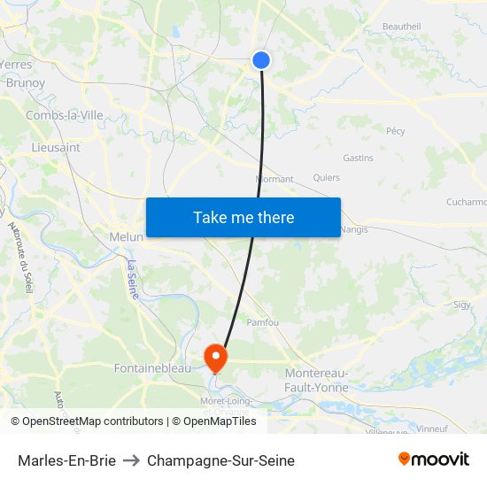 Marles-En-Brie to Champagne-Sur-Seine map