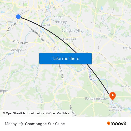 Massy to Champagne-Sur-Seine map