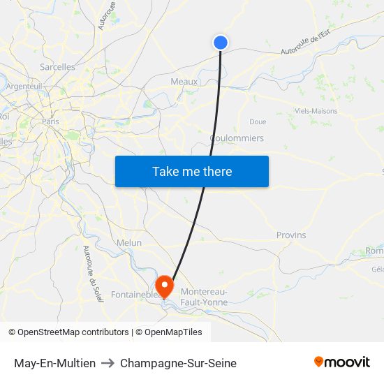 May-En-Multien to Champagne-Sur-Seine map