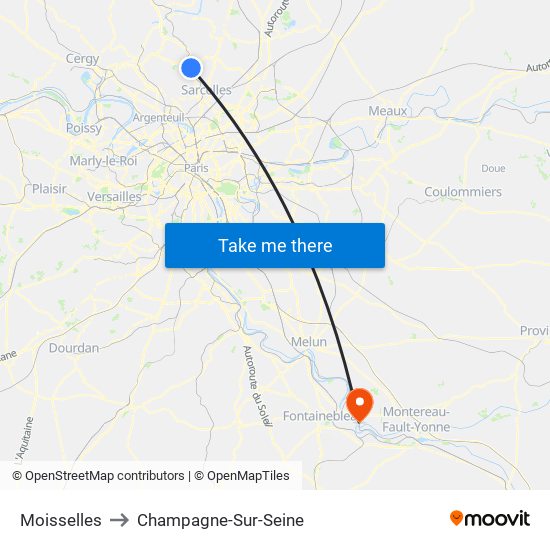 Moisselles to Champagne-Sur-Seine map