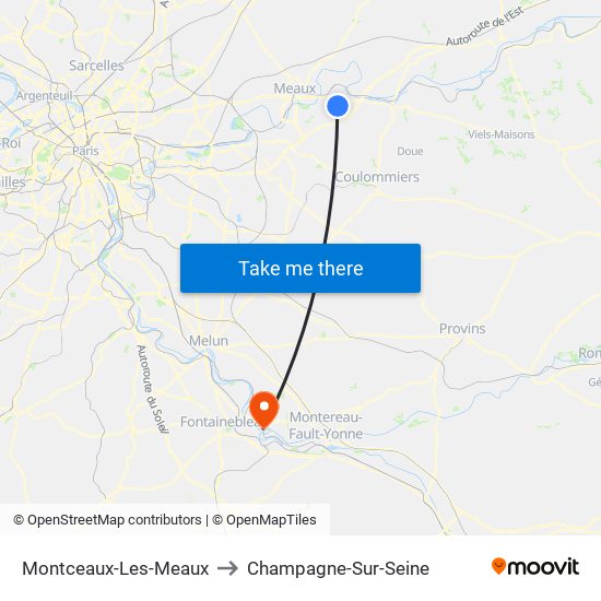 Montceaux-Les-Meaux to Champagne-Sur-Seine map