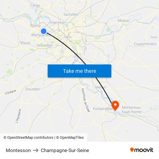 Montesson to Champagne-Sur-Seine map