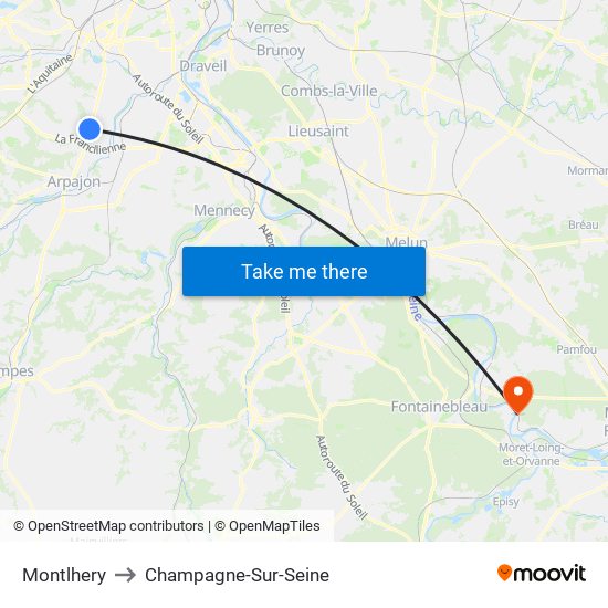Montlhery to Champagne-Sur-Seine map