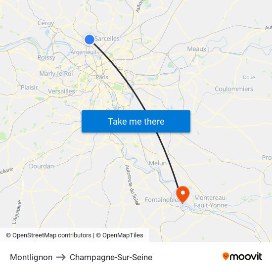 Montlignon to Champagne-Sur-Seine map