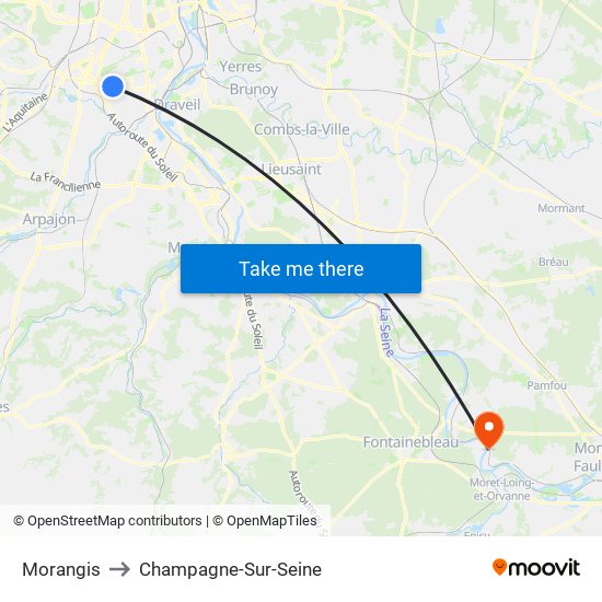 Morangis to Champagne-Sur-Seine map