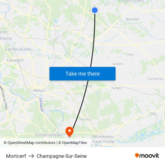 Mortcerf to Champagne-Sur-Seine map