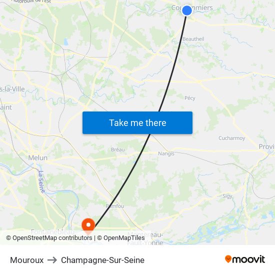 Mouroux to Champagne-Sur-Seine map