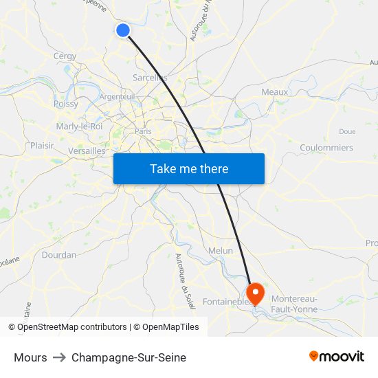 Mours to Champagne-Sur-Seine map