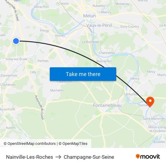 Nainville-Les-Roches to Champagne-Sur-Seine map