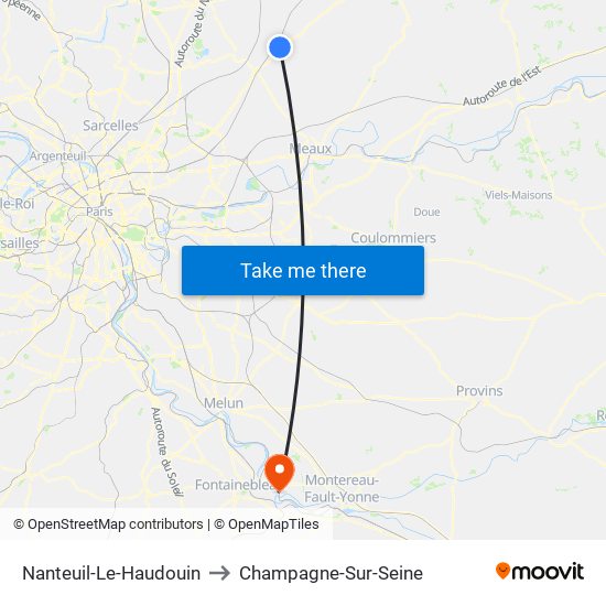 Nanteuil-Le-Haudouin to Champagne-Sur-Seine map