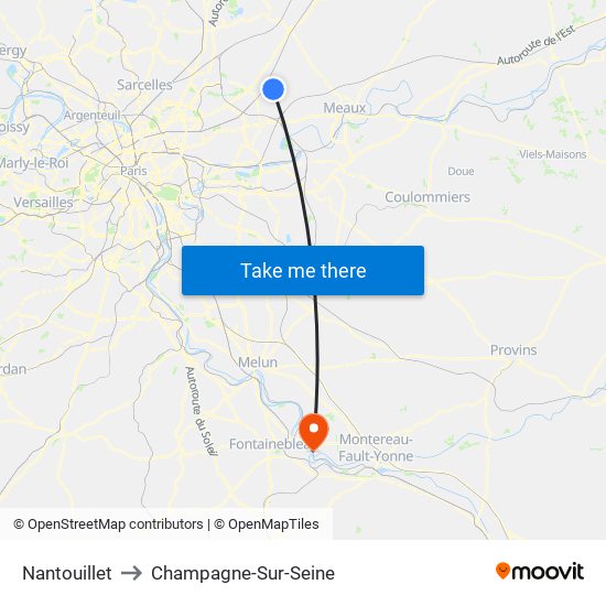 Nantouillet to Champagne-Sur-Seine map