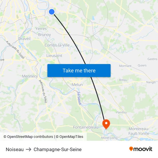 Noiseau to Champagne-Sur-Seine map