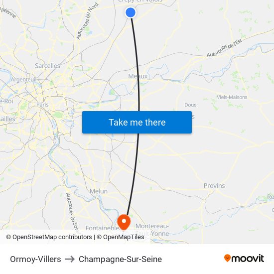 Ormoy-Villers to Champagne-Sur-Seine map