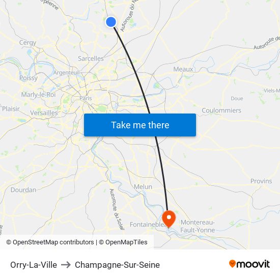 Orry-La-Ville to Champagne-Sur-Seine map