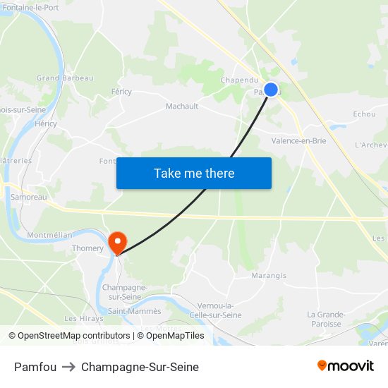 Pamfou to Champagne-Sur-Seine map