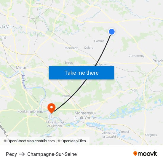 Pecy to Champagne-Sur-Seine map