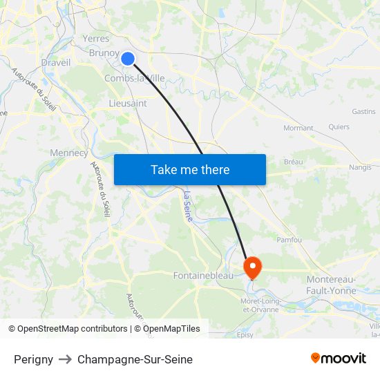 Perigny to Champagne-Sur-Seine map