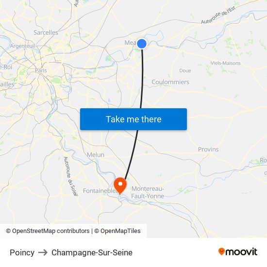 Poincy to Champagne-Sur-Seine map