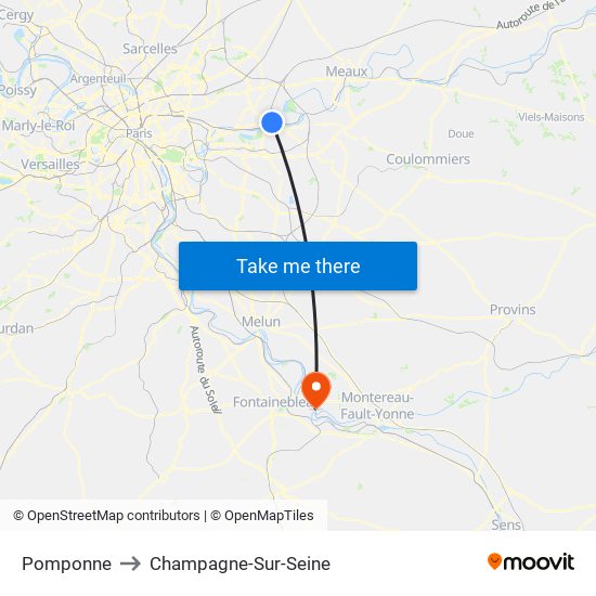 Pomponne to Champagne-Sur-Seine map
