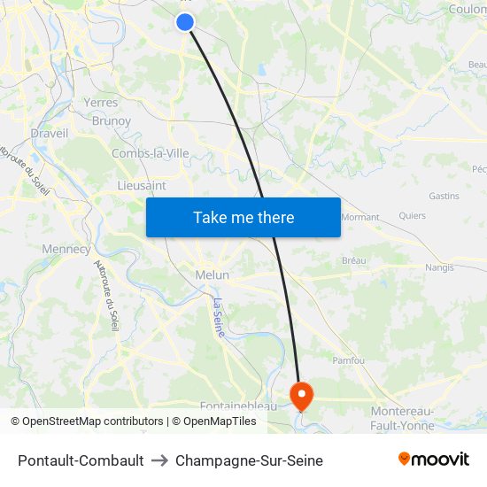 Pontault-Combault to Champagne-Sur-Seine map