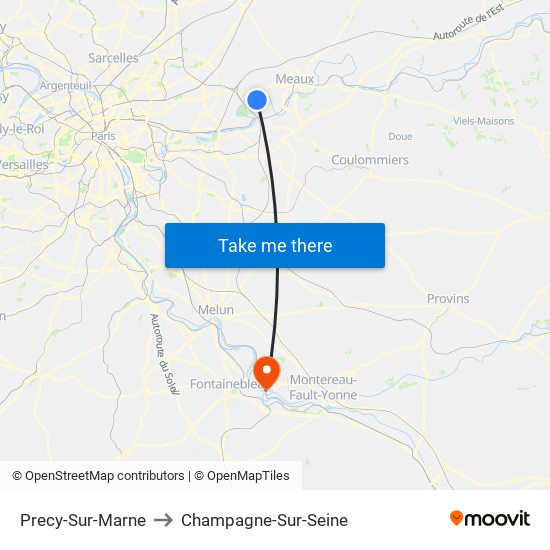 Precy-Sur-Marne to Champagne-Sur-Seine map