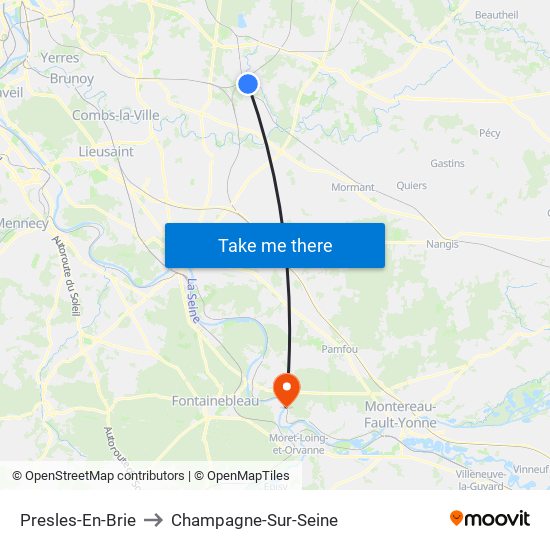 Presles-En-Brie to Champagne-Sur-Seine map
