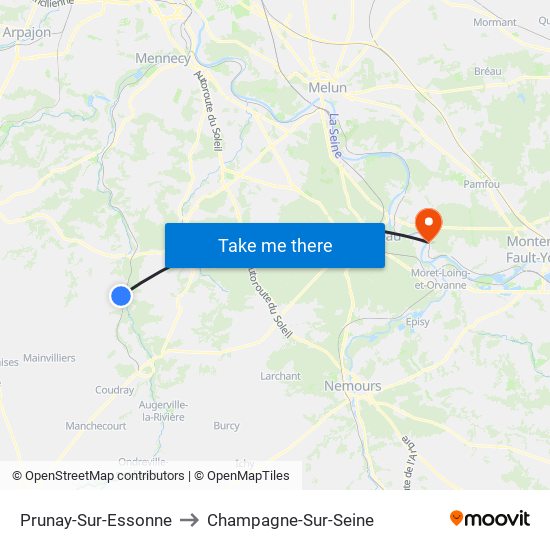 Prunay-Sur-Essonne to Champagne-Sur-Seine map