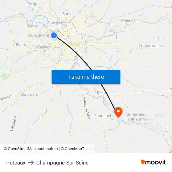Puteaux to Champagne-Sur-Seine map