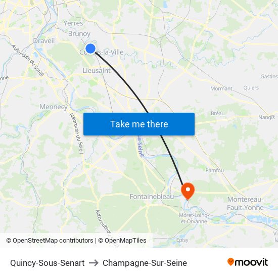 Quincy-Sous-Senart to Champagne-Sur-Seine map