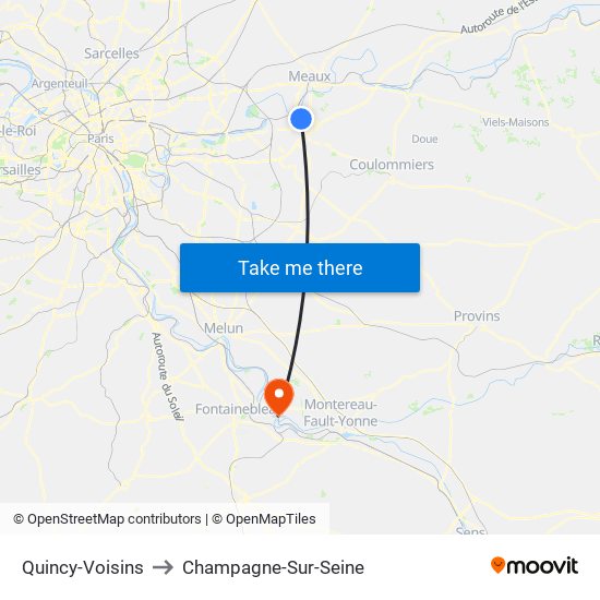 Quincy-Voisins to Champagne-Sur-Seine map