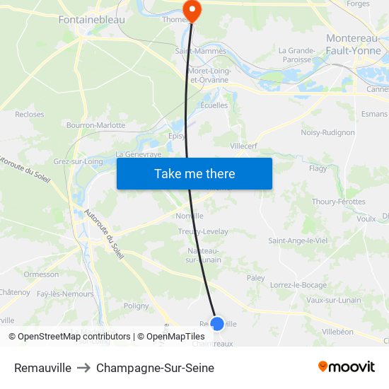 Remauville to Champagne-Sur-Seine map