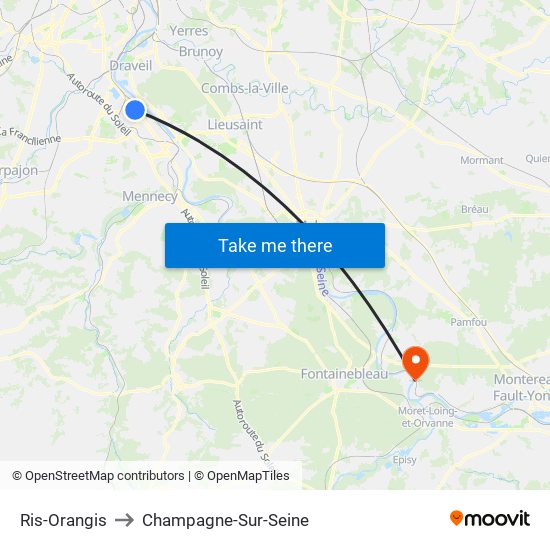 Ris-Orangis to Champagne-Sur-Seine map